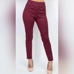 Joe Fresh Burgundy High-Rise Suede-Look Skinny Pants M